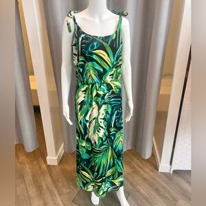 Roz & Ali Green Leaf Print Maxi Dress - Size 14 - excellent pre owned condition